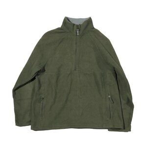 PROSPIRIT Mens L Green Fleece 1/4 Zip Zipped Pockets Pullover Sweatshirt